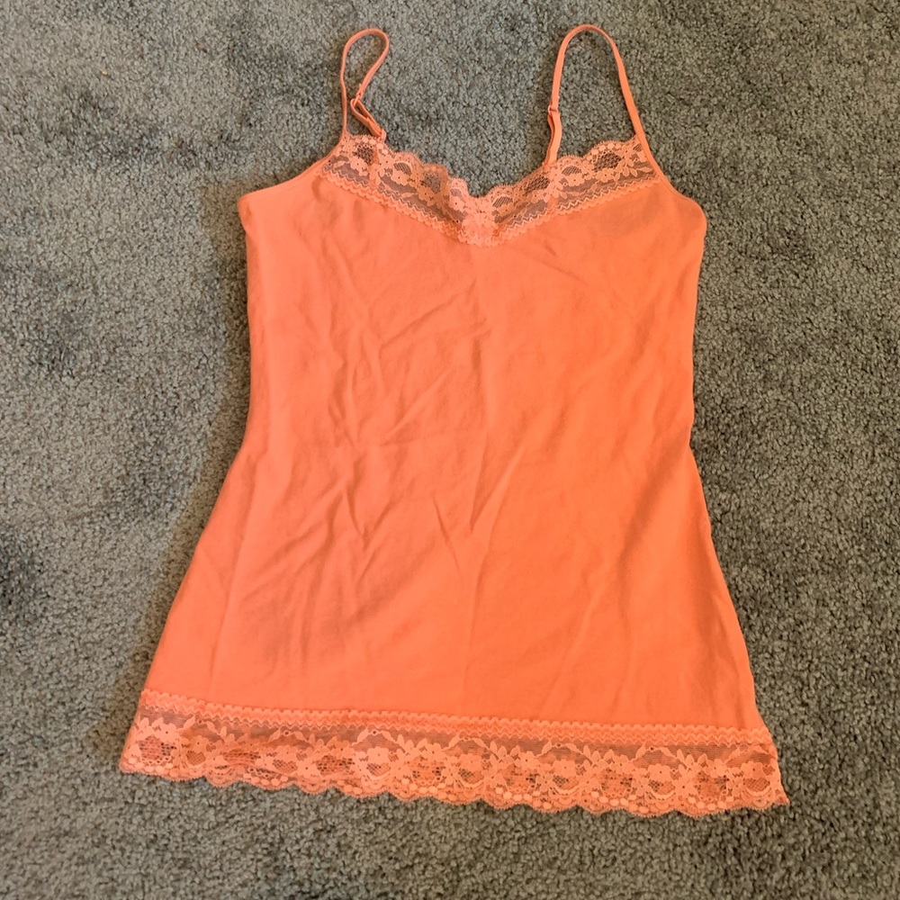 Coral adjustable strap lace tank. Size small.